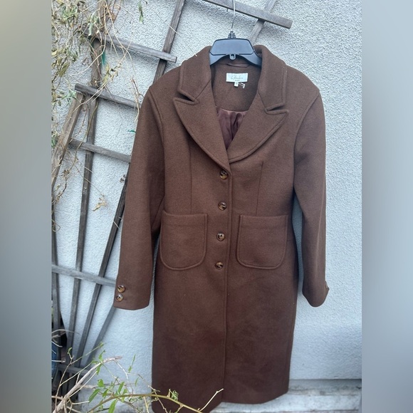 L’Academie x Marianna Long Coat Espresso Brown Size Large - Picture 3 of 12
